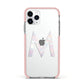 Personalised Pearl Marble Initial Clear Custom Apple iPhone 11 Pro in Silver with Pink Impact Case