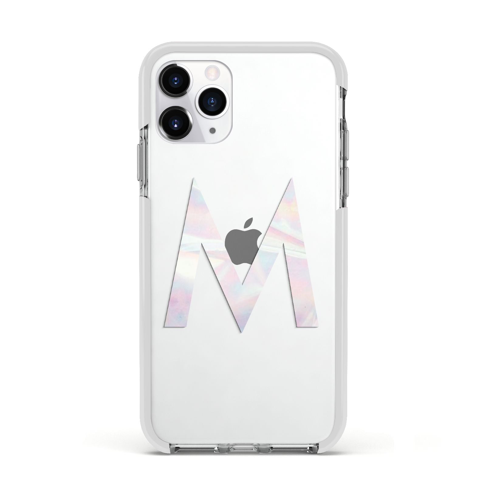 Personalised Pearl Marble Initial Clear Custom Apple iPhone 11 Pro in Silver with White Impact Case