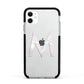 Personalised Pearl Marble Initial Clear Custom Apple iPhone 11 in White with Black Impact Case