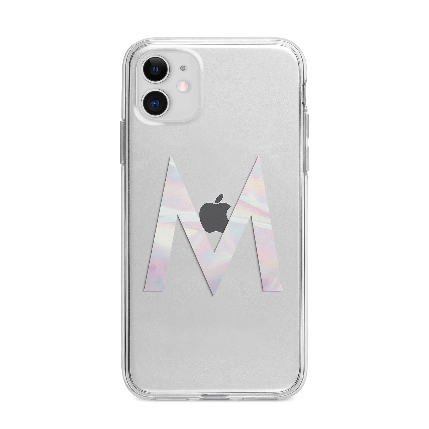 Personalised Pearl Marble Initial Clear Custom Apple iPhone 11 in White with Bumper Case
