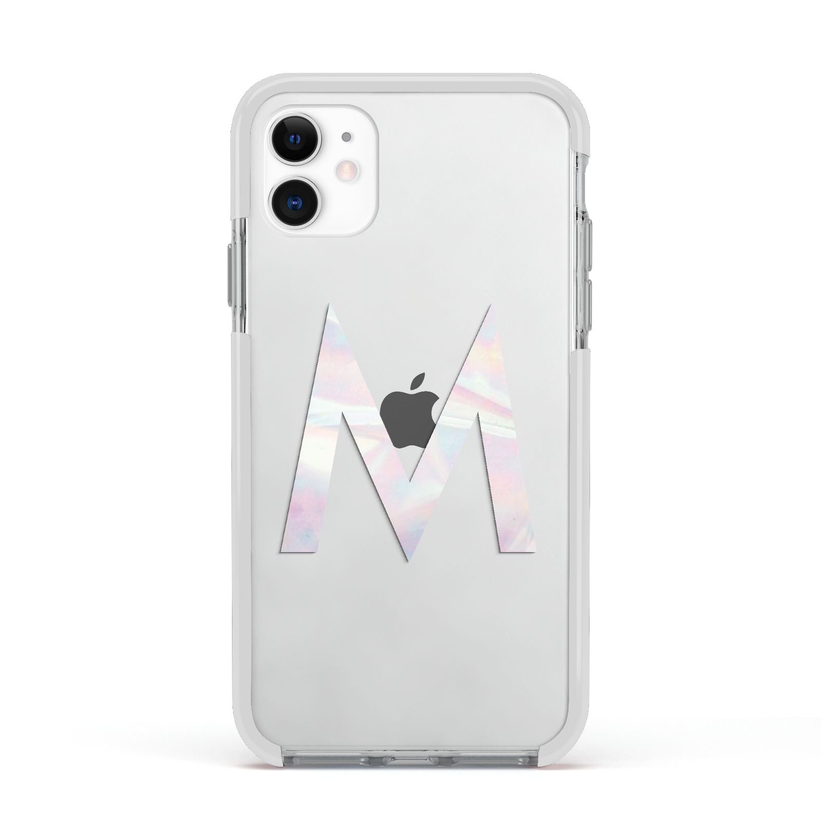 Personalised Pearl Marble Initial Clear Custom Apple iPhone 11 in White with White Impact Case