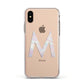 Personalised Pearl Marble Initial Clear Custom Apple iPhone Xs Impact Case White Edge on Gold Phone