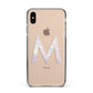 Personalised Pearl Marble Initial Clear Custom Apple iPhone Xs Max Impact Case Black Edge on Gold Phone
