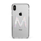 Personalised Pearl Marble Initial Clear Custom Apple iPhone Xs Max Impact Case Black Edge on Silver Phone