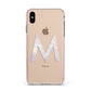 Personalised Pearl Marble Initial Clear Custom Apple iPhone Xs Max Impact Case Pink Edge on Gold Phone