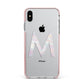 Personalised Pearl Marble Initial Clear Custom Apple iPhone Xs Max Impact Case Pink Edge on Silver Phone