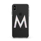Personalised Pearl Marble Initial Clear Custom Apple iPhone Xs Max Impact Case White Edge on Black Phone