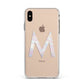 Personalised Pearl Marble Initial Clear Custom Apple iPhone Xs Max Impact Case White Edge on Gold Phone