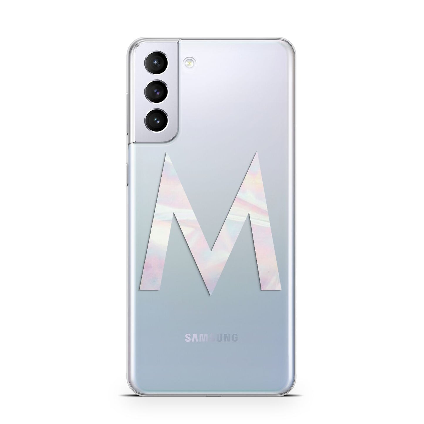 Personalised Pearl Marble Initial Clear Custom Samsung S21 Plus Phone Case