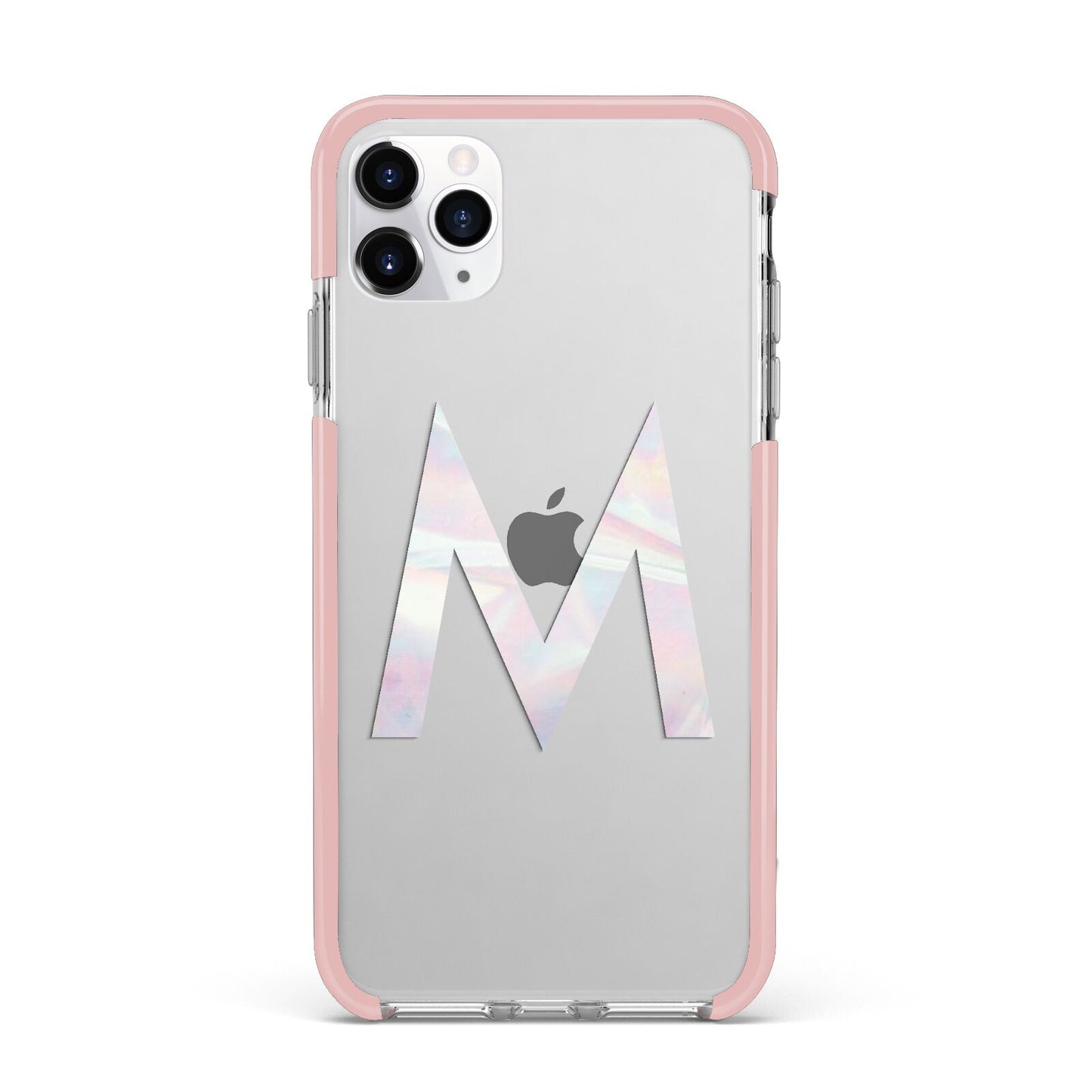 Personalised Pearl Marble Initial Clear Custom iPhone 11 Pro Max Impact Pink Edge Case