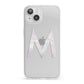 Personalised Pearl Marble Initial Clear Custom iPhone 13 Clear Bumper Case
