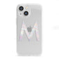 Personalised Pearl Marble Initial Clear Custom iPhone 13 Mini Clear Bumper Case
