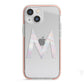 Personalised Pearl Marble Initial Clear Custom iPhone 13 Mini TPU Impact Case with Pink Edges