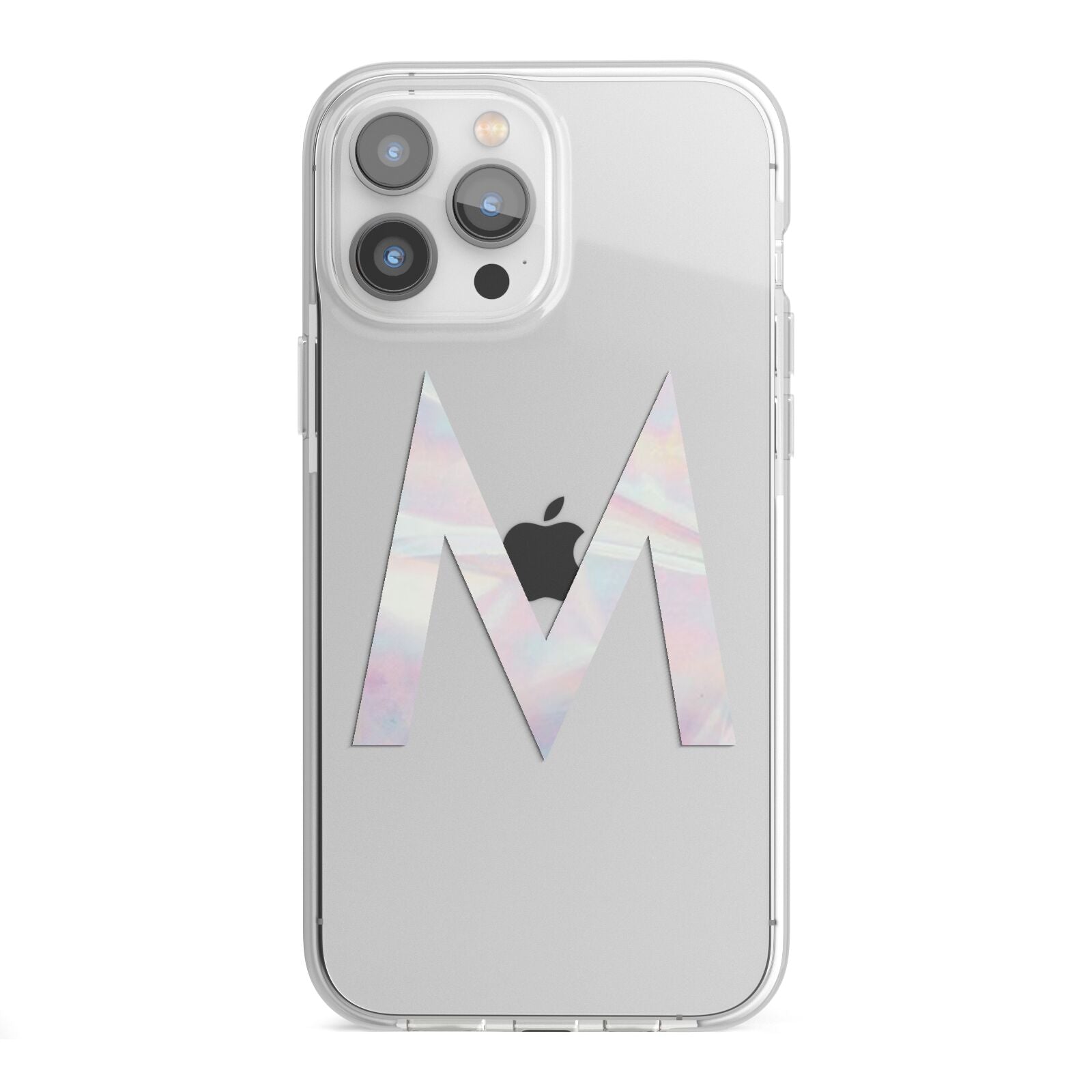 Personalised Pearl Marble Initial Clear Custom iPhone 13 Pro Max TPU Impact Case with White Edges