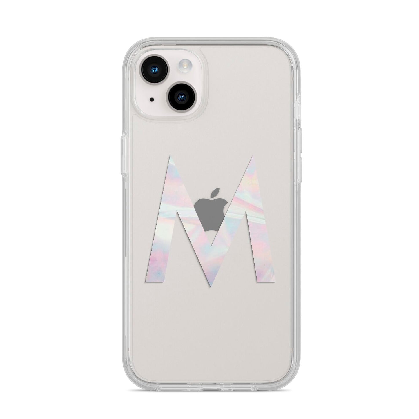 Personalised Pearl Marble Initial Clear Custom iPhone 14 Plus Clear Tough Case Starlight