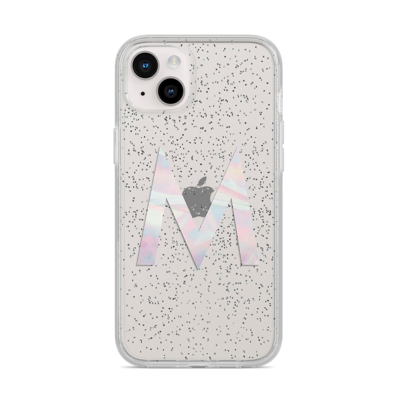 Personalised Pearl Marble Initial Clear Custom iPhone 14 Plus Glitter Tough Case Starlight