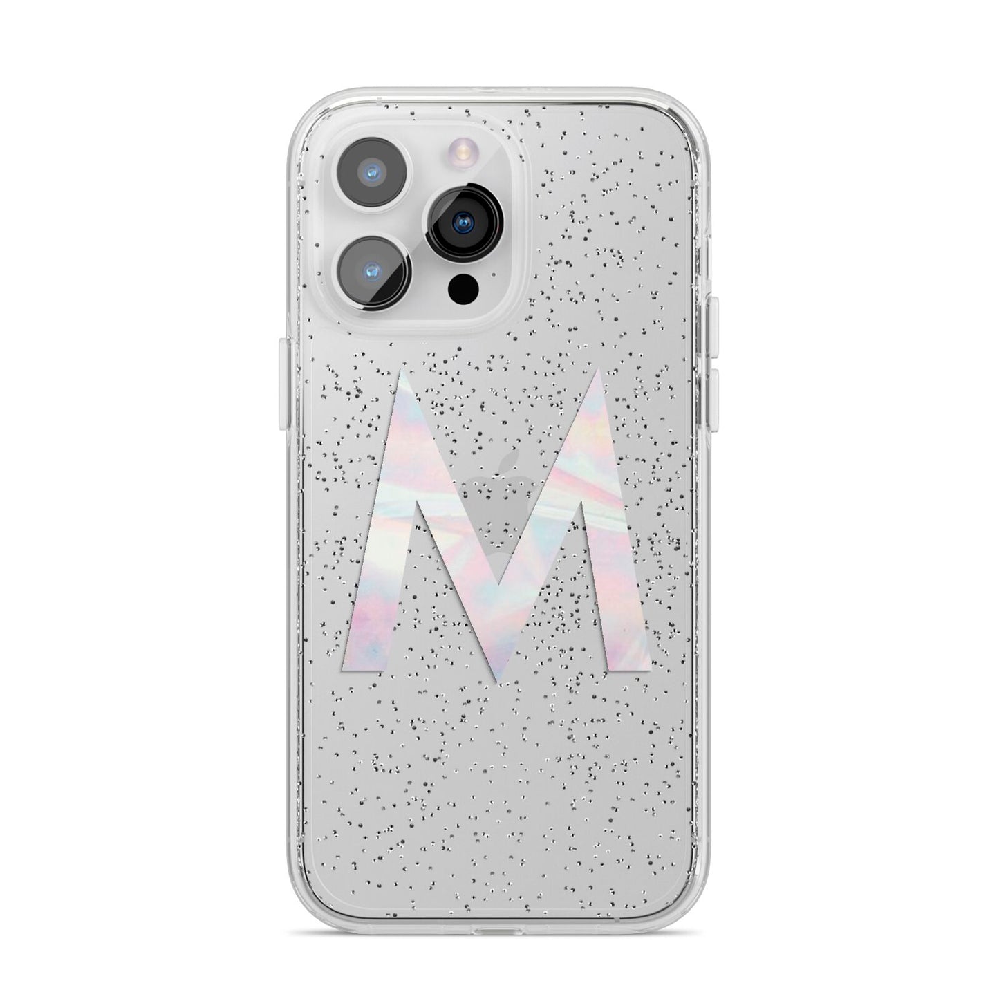 Personalised Pearl Marble Initial Clear Custom iPhone 14 Pro Max Glitter Tough Case Silver