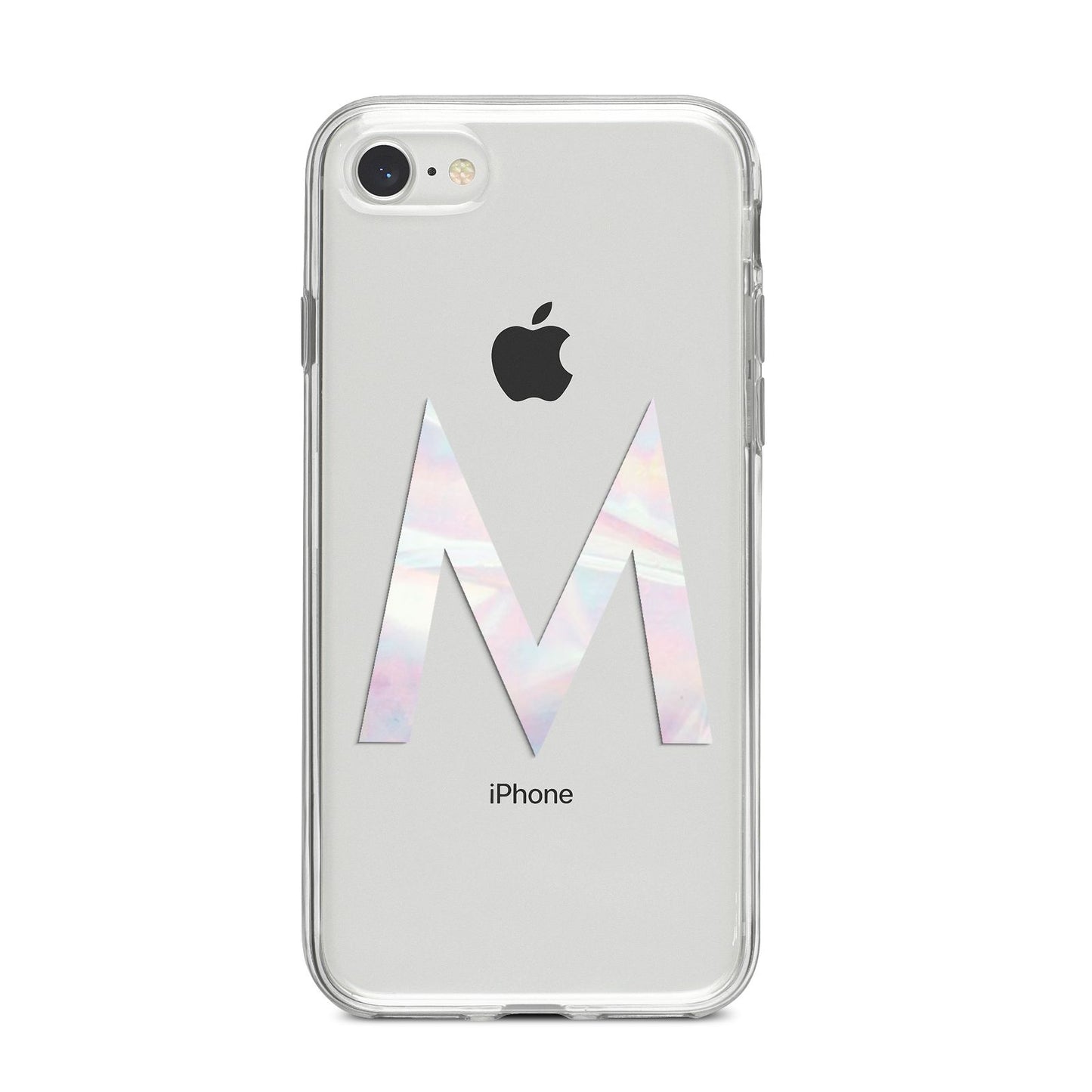Personalised Pearl Marble Initial Clear Custom iPhone 8 Bumper Case on Silver iPhone