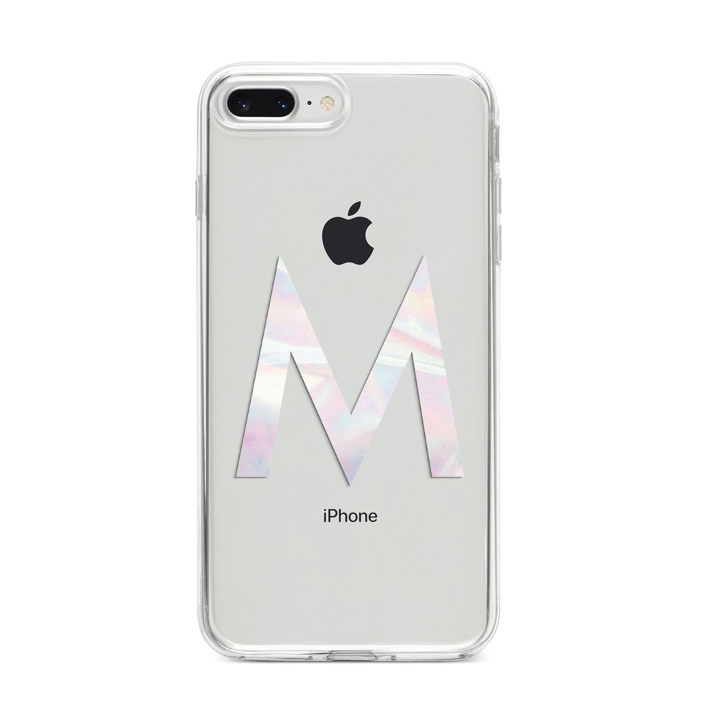 Personalised Pearl Marble Initial Clear Custom iPhone 8 Plus Bumper Case on Silver iPhone