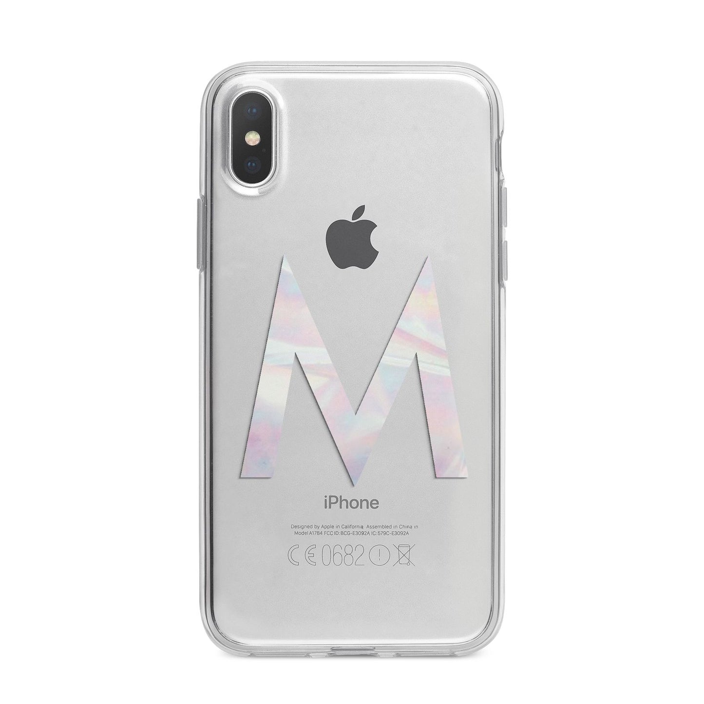 Personalised Pearl Marble Initial Clear Custom iPhone X Bumper Case on Silver iPhone Alternative Image 1