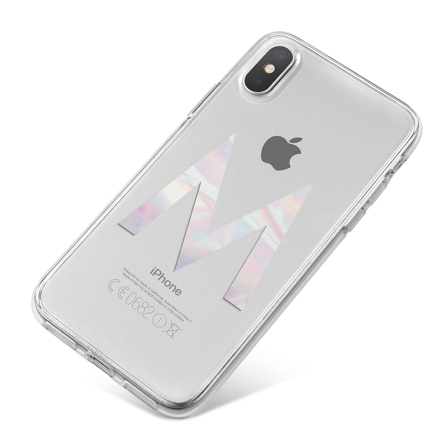 Personalised Pearl Marble Initial Clear Custom iPhone X Bumper Case on Silver iPhone