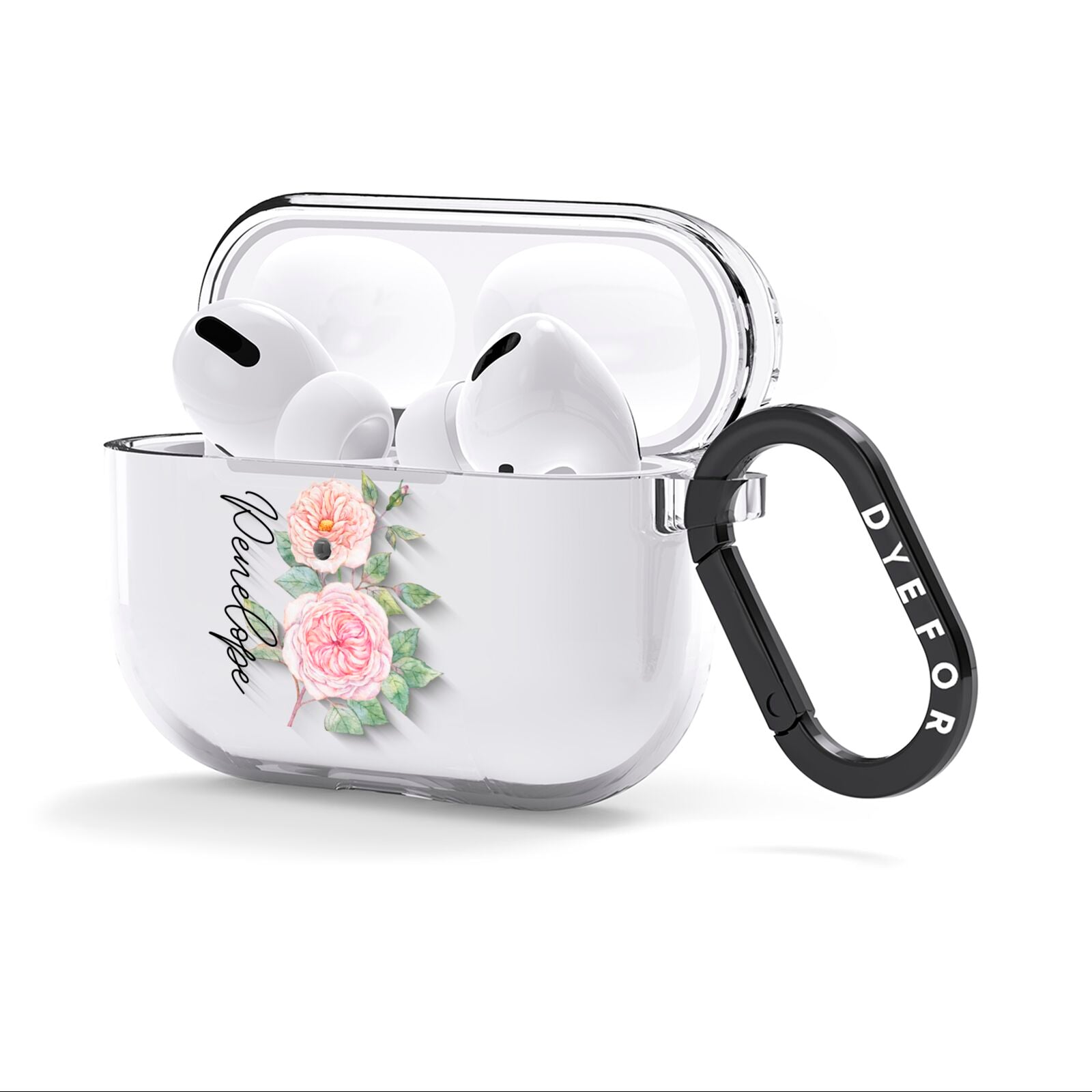 Personalised Peonies AirPods Clear Case 3rd Gen Side Image