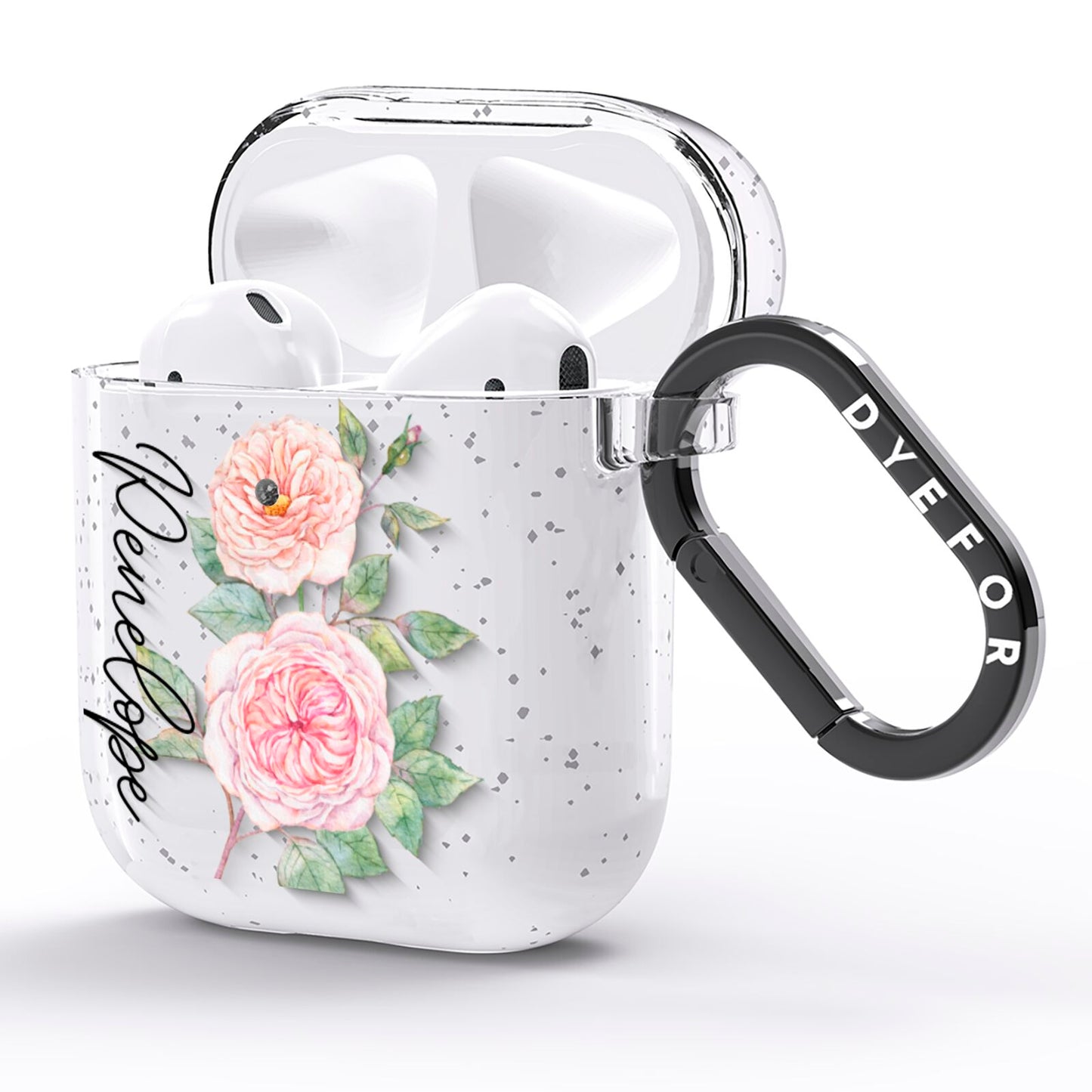 Personalised Peonies AirPods Glitter Case Side Image