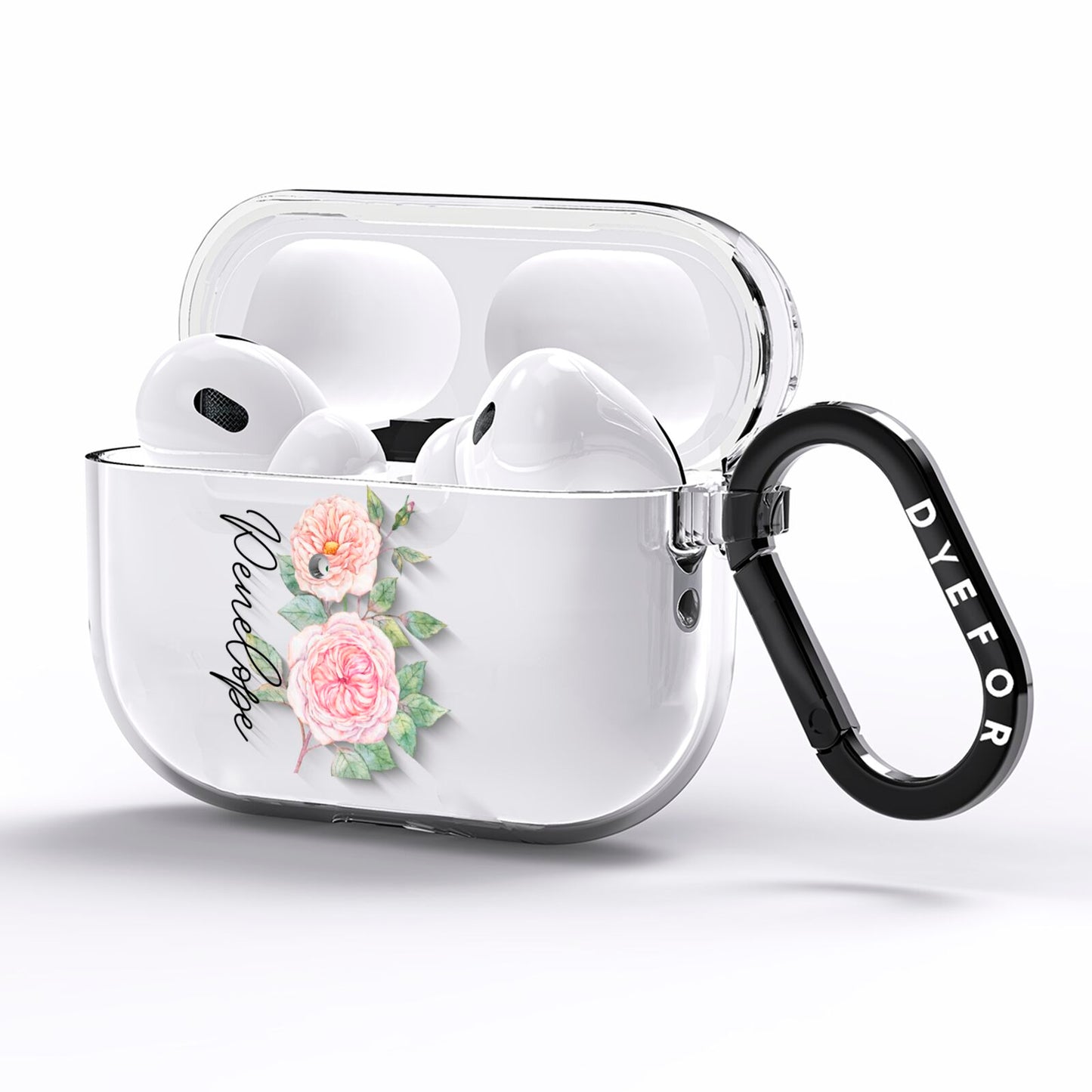 Personalised Peonies AirPods Pro Clear Case Side Image