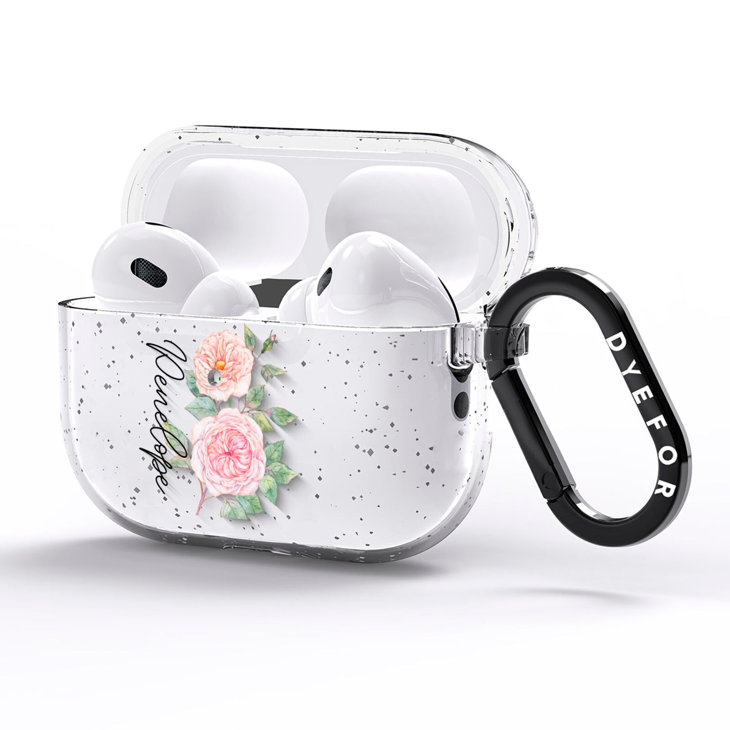 Personalised Peonies AirPods Pro Glitter Case Side Image