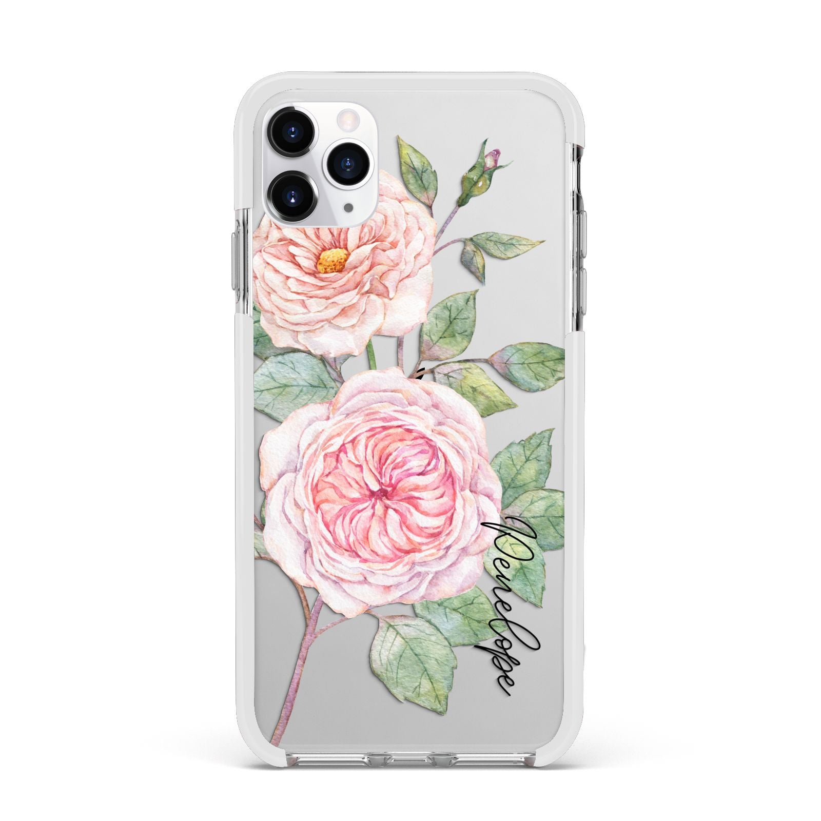 Personalised Peonies Apple iPhone 11 Pro Max in Silver with White Impact Case