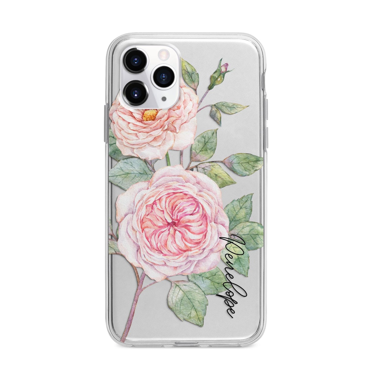 Personalised Peonies Apple iPhone 11 Pro in Silver with Bumper Case