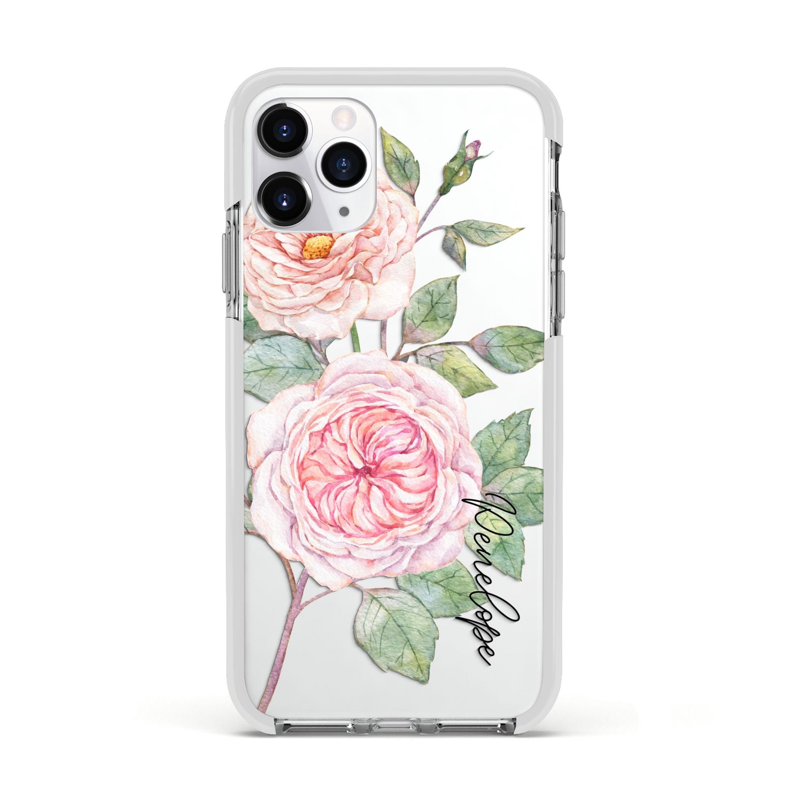 Personalised Peonies Apple iPhone 11 Pro in Silver with White Impact Case