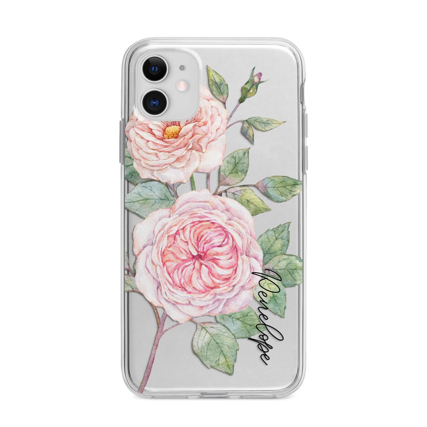 Personalised Peonies Apple iPhone 11 in White with Bumper Case