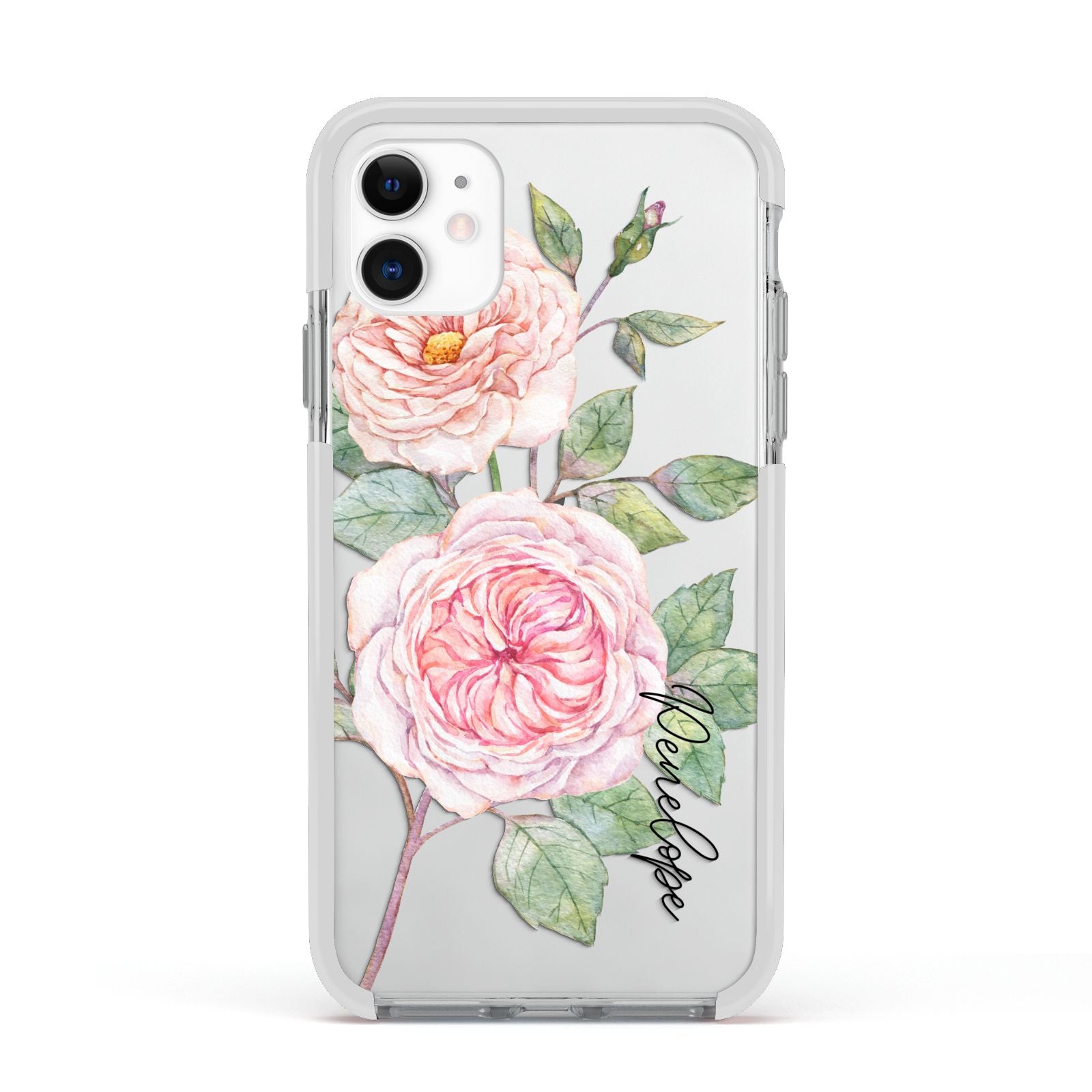 Personalised Peonies Apple iPhone 11 in White with White Impact Case