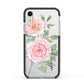Personalised Peonies Apple iPhone XR Impact Case Black Edge on Silver Phone