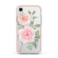 Personalised Peonies Apple iPhone XR Impact Case Pink Edge on Silver Phone