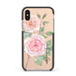 Personalised Peonies Apple iPhone Xs Impact Case Black Edge on Gold Phone