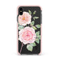 Personalised Peonies Apple iPhone Xs Max Impact Case Pink Edge on Black Phone