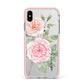 Personalised Peonies Apple iPhone Xs Max Impact Case Pink Edge on Silver Phone