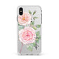 Personalised Peonies Apple iPhone Xs Max Impact Case White Edge on Silver Phone