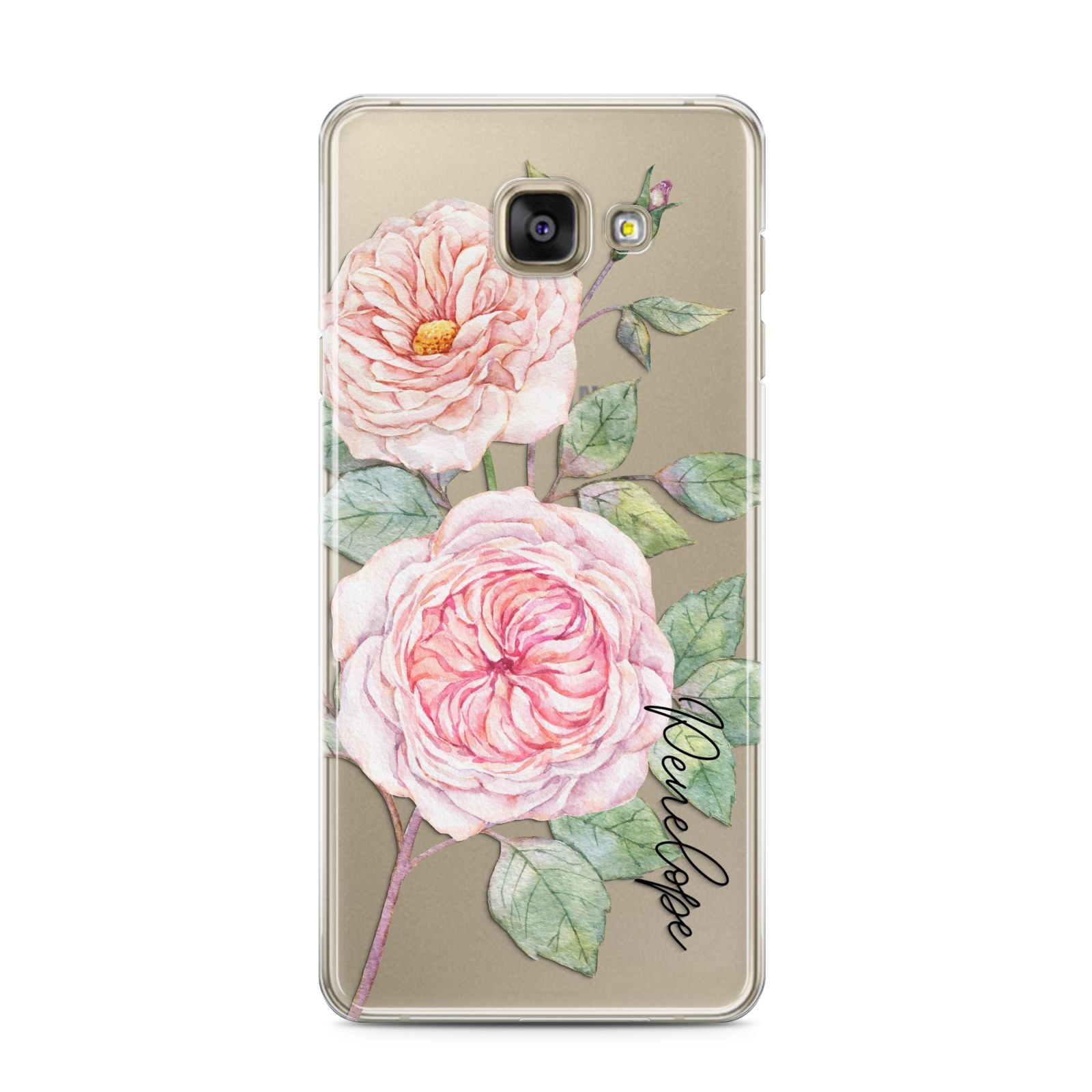 Personalised Peonies Samsung Galaxy A3 2016 Case on gold phone