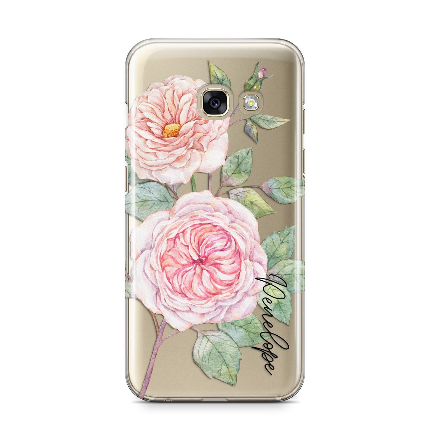 Personalised Peonies Samsung Galaxy A3 2017 Case on gold phone