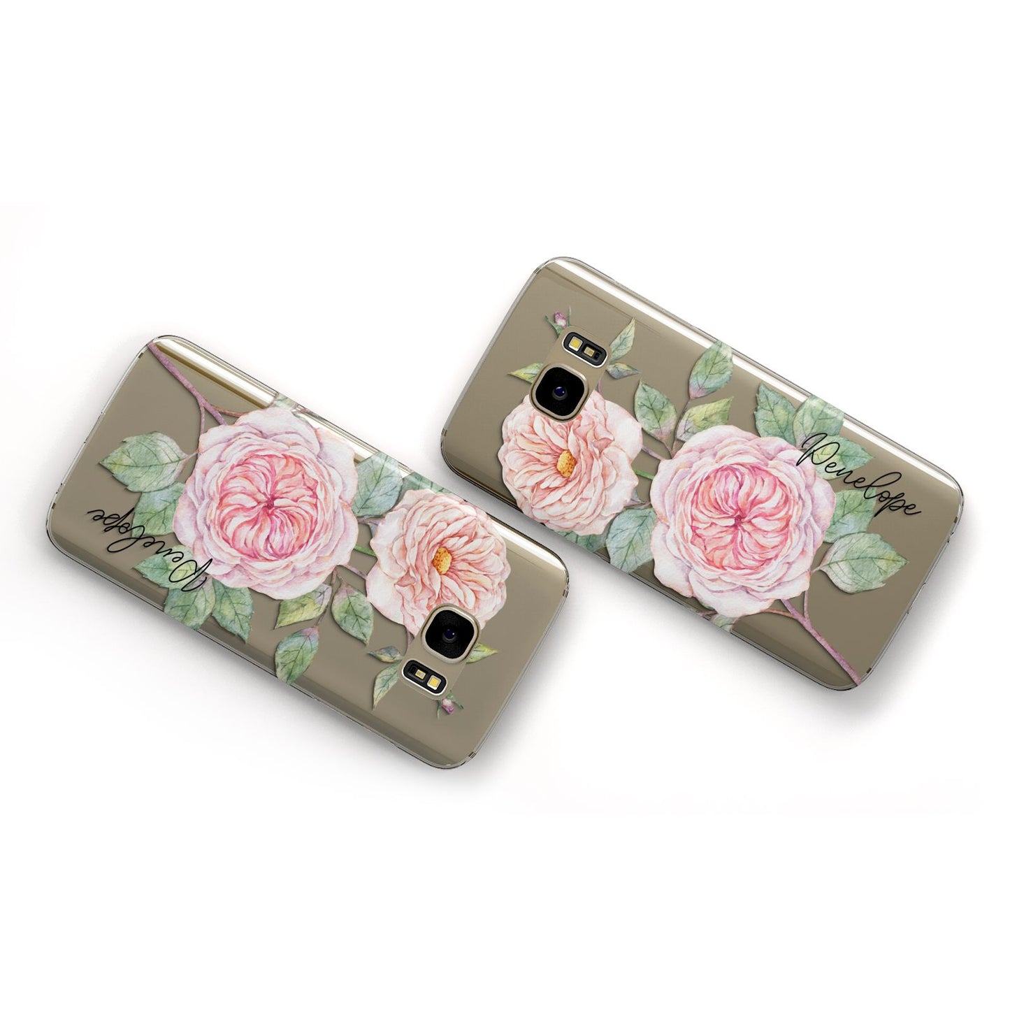 Personalised Peonies Samsung Galaxy Case Flat Overview