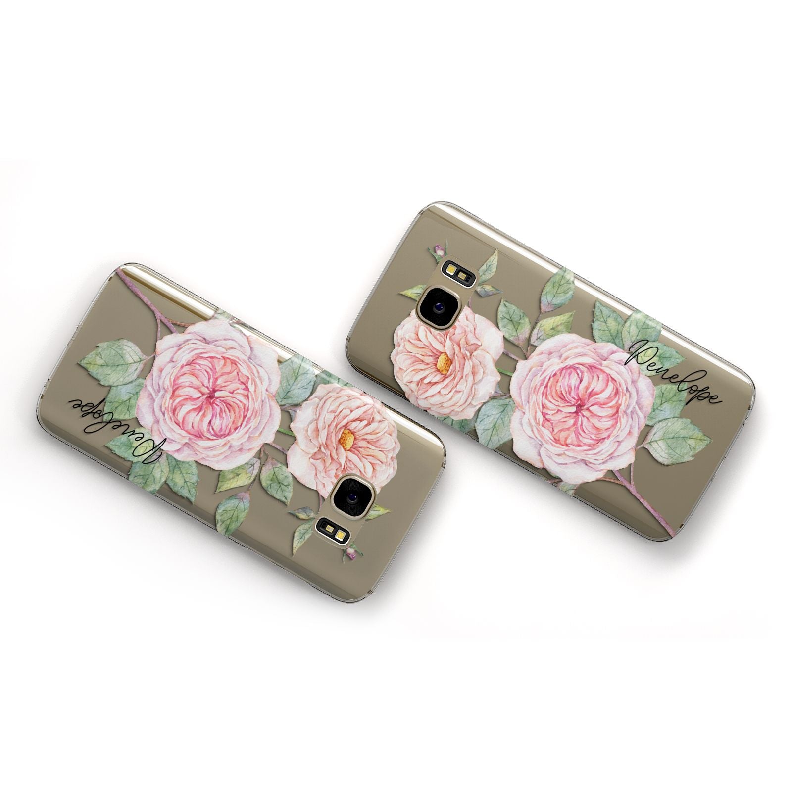 Personalised Peonies Samsung Galaxy Case Flat Overview