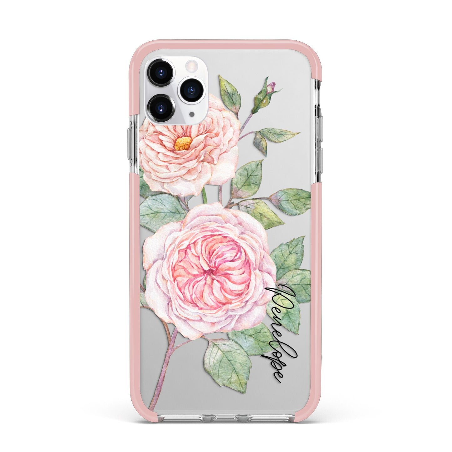 Personalised Peonies iPhone 11 Pro Max Impact Pink Edge Case