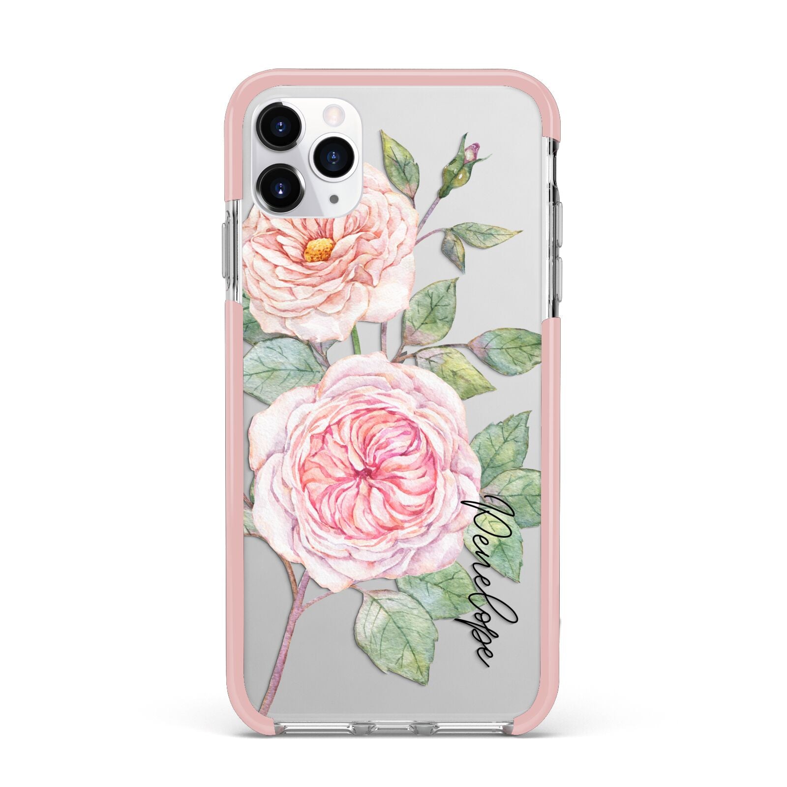 Personalised Peonies iPhone 11 Pro Max Impact Pink Edge Case
