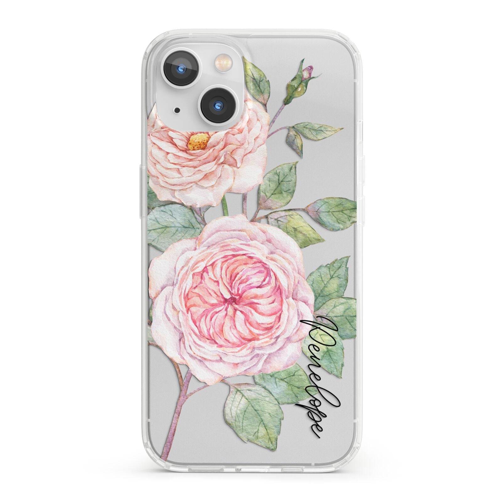 Personalised Peonies iPhone 13 Clear Bumper Case
