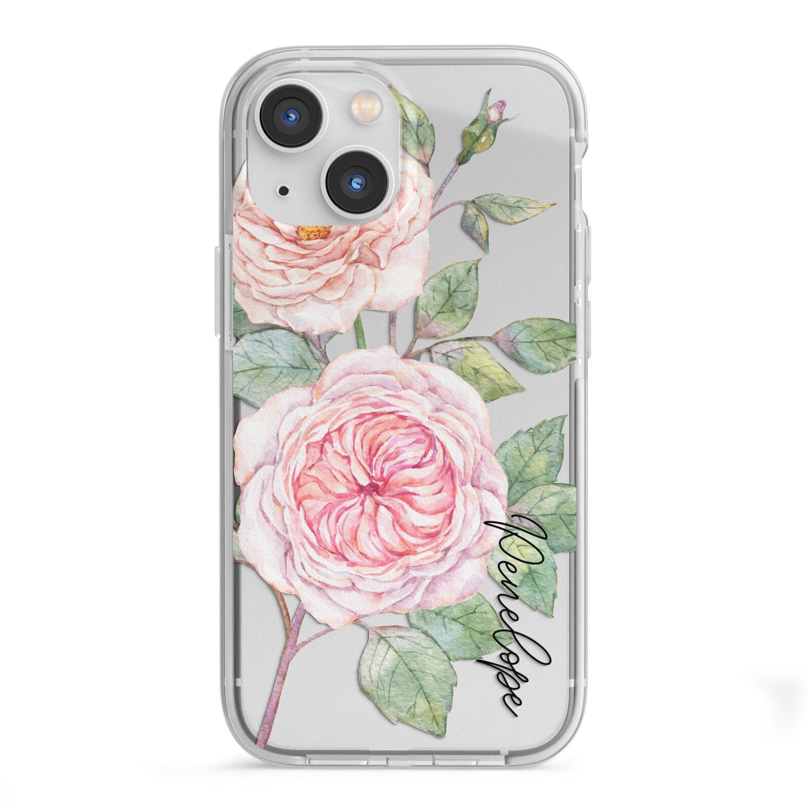Personalised Peonies iPhone 13 Mini TPU Impact Case with White Edges