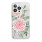 Personalised Peonies iPhone 13 Pro Clear Bumper Case