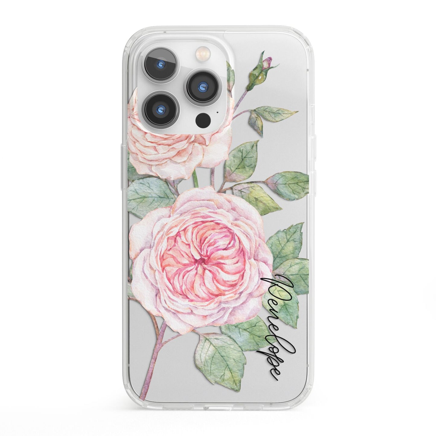 Personalised Peonies iPhone 13 Pro Clear Bumper Case